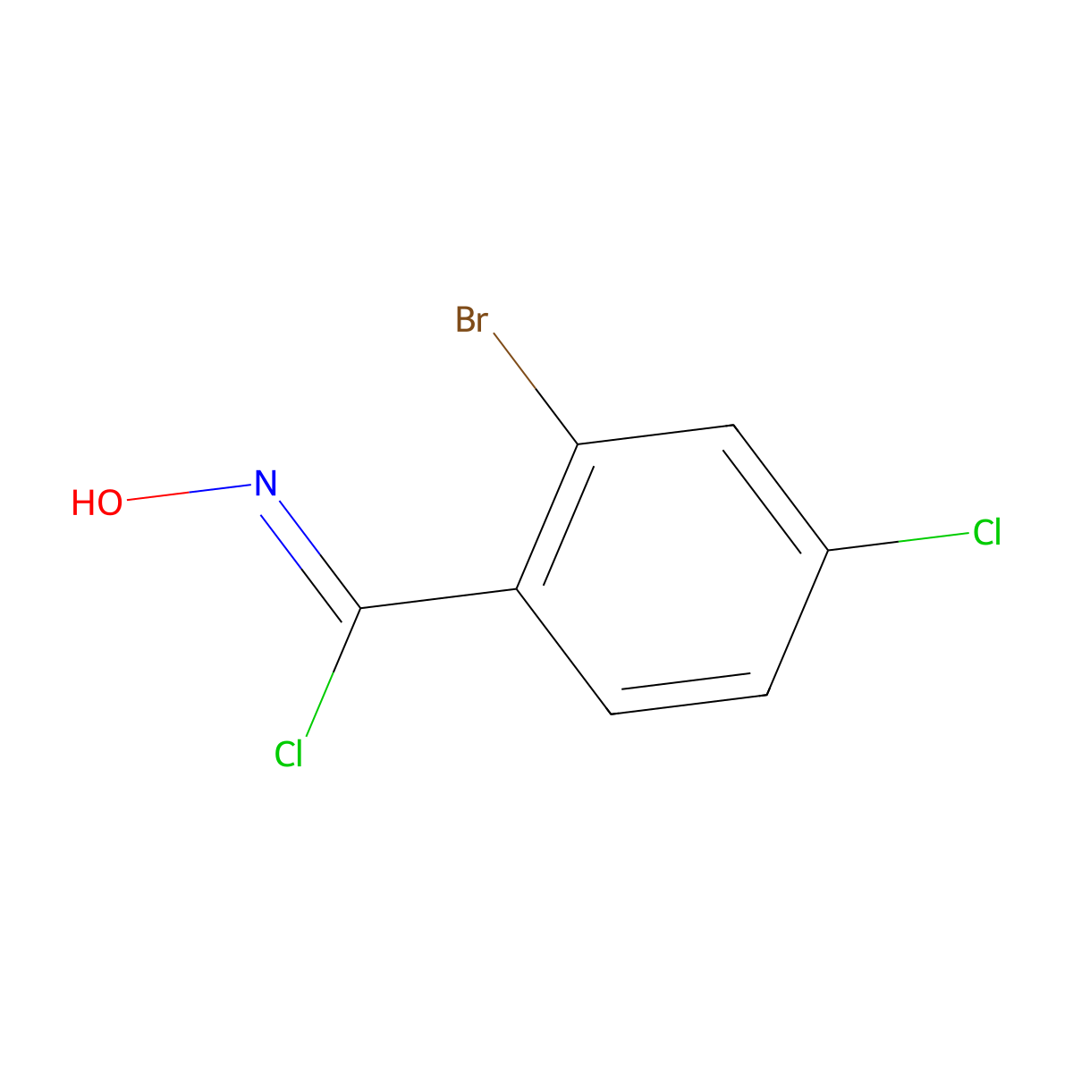 2-bromo-4-chloro-N-hydroxybenzene-1-carbonimidoyl chloride molecular structure, CAS 1704442-62-5