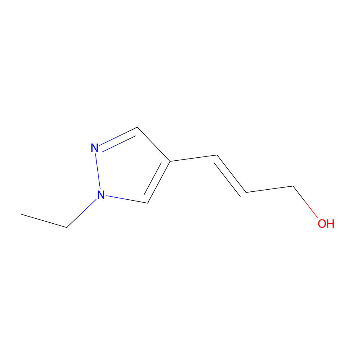 3-(1-ethyl-1H-pyrazol-4-yl)prop-2-en-1-ol molecular structure, CAS 1704464-23-2