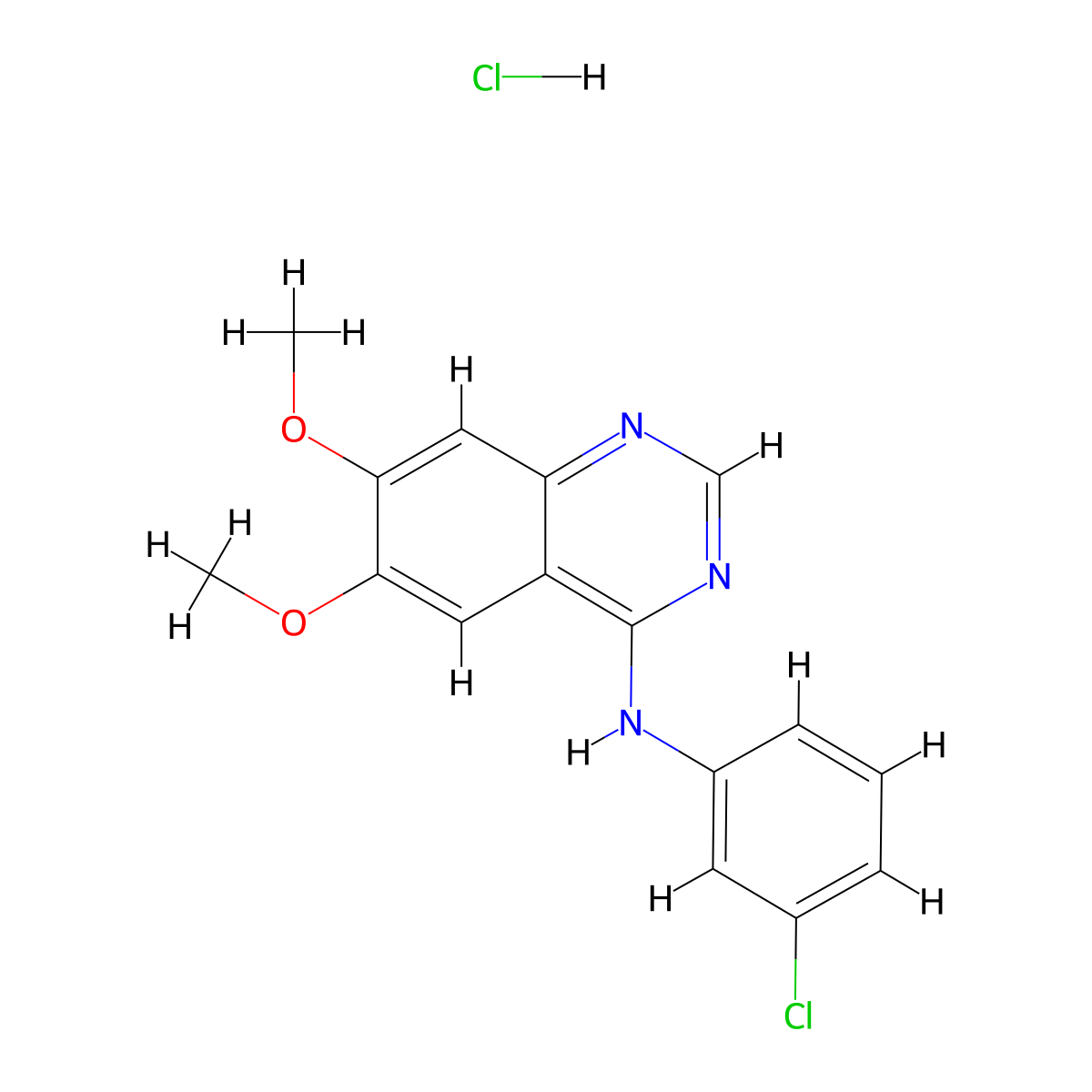N-(3-chlorophenyl)-6,7-dimethoxyquinazolin-4-amine hydrochloride molecular structure, CAS 170449-18-0