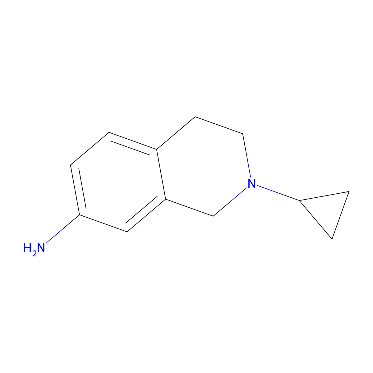 2-Cyclopropyl-1,2,3,4-tetrahydroisoquinolin-7-amine molecular structure, CAS 1704493-93-5