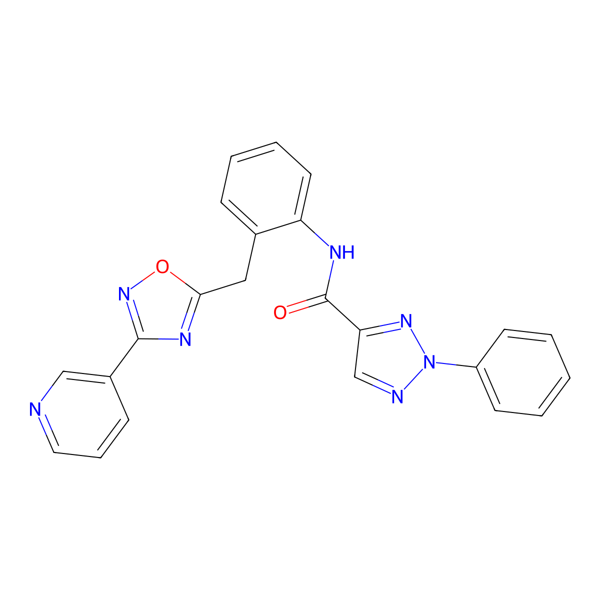 2-phenyl-N-(2-((3-(pyridin-3-yl)-1,2,4-oxadiazol-5-yl)methyl)phenyl)-2H-1,2,3-triazole-4-carboxamide molecular structure, CAS 1704508-44-0
