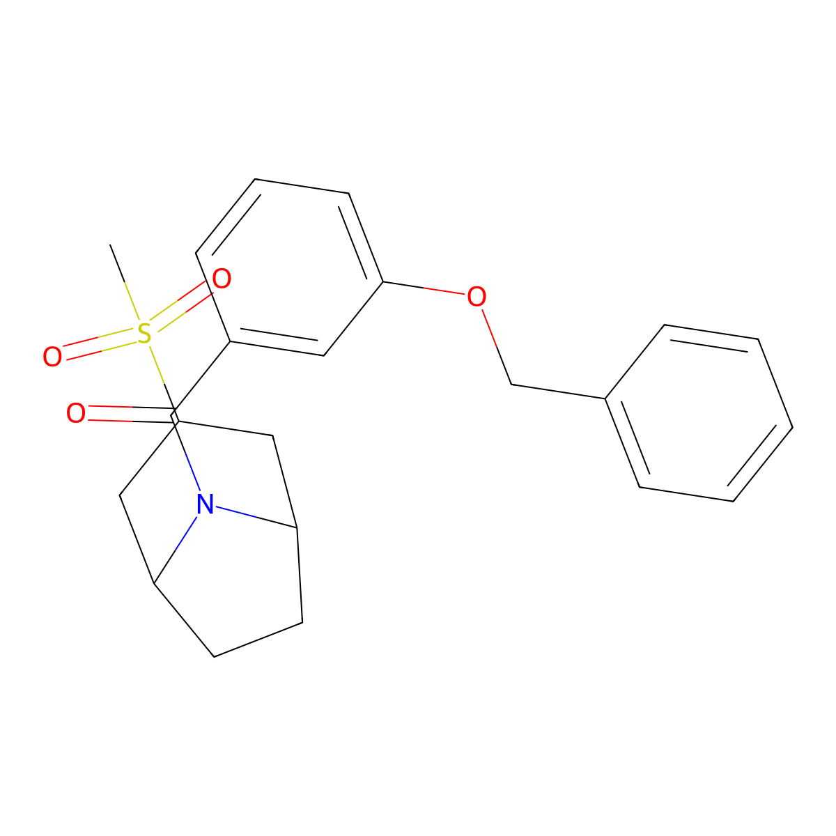 (3-(benzyloxy)phenyl)((1R,5S)-3-(methylsulfonyl)-8-azabicyclo[3.2.1]octan-8-yl)methanone molecular structure, CAS 1704511-88-5