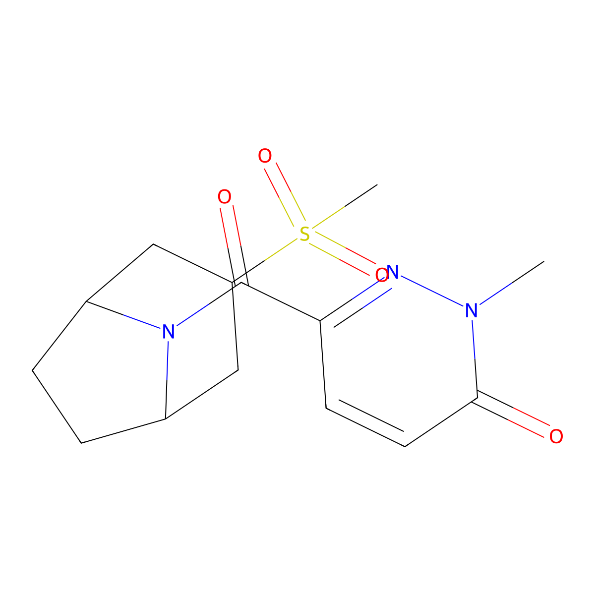 2-methyl-6-((1R,5S)-3-(methylsulfonyl)-8-azabicyclo[3.2.1]octane-8-carbonyl)pyridazin-3(2H)-one molecular structure, CAS 1704511-90-9