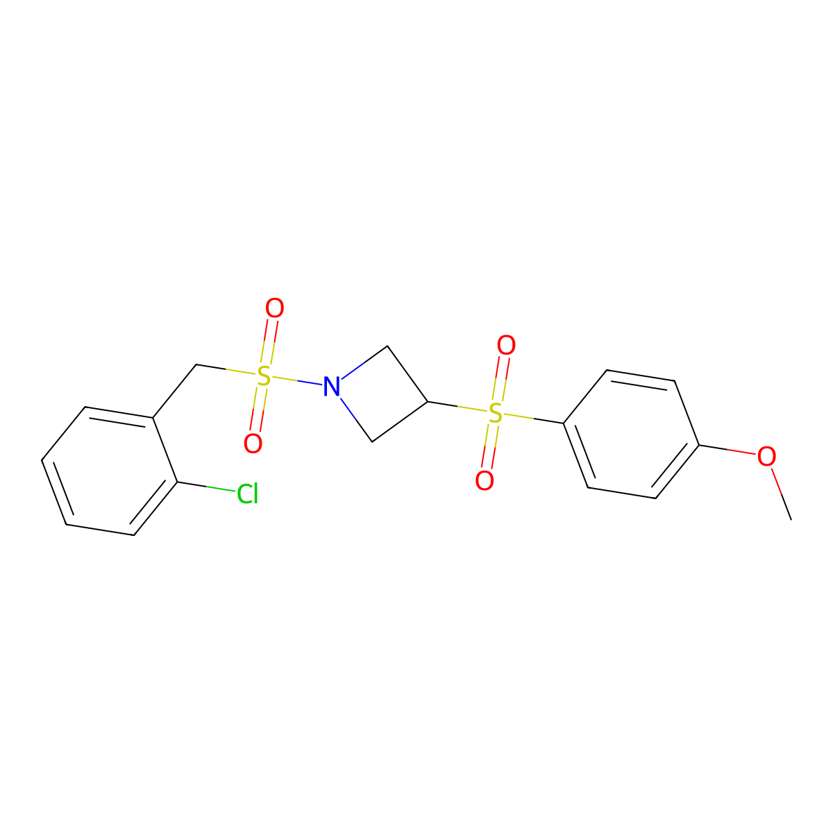 1-[(2-Chlorophenyl)methanesulfonyl]-3-(4-methoxybenzenesulfonyl)azetidine molecular structure, CAS 1704512-46-8