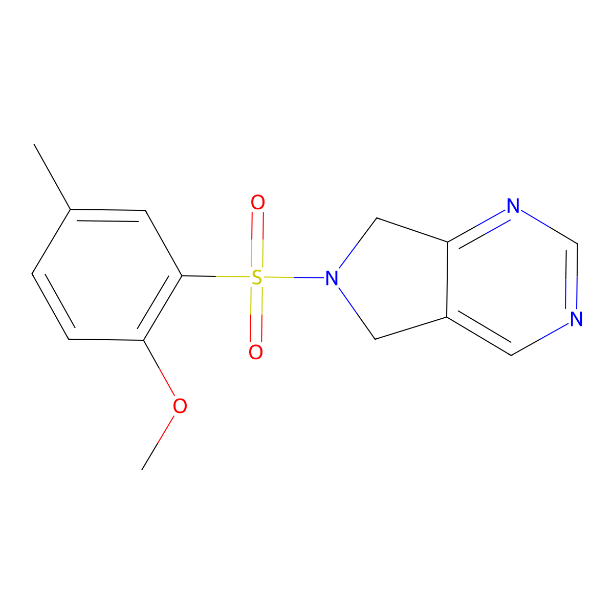 6-(2-methoxy-5-methylbenzenesulfonyl)-5H,6H,7H-pyrrolo[3,4-d]pyrimidine molecular structure, CAS 1704515-48-9