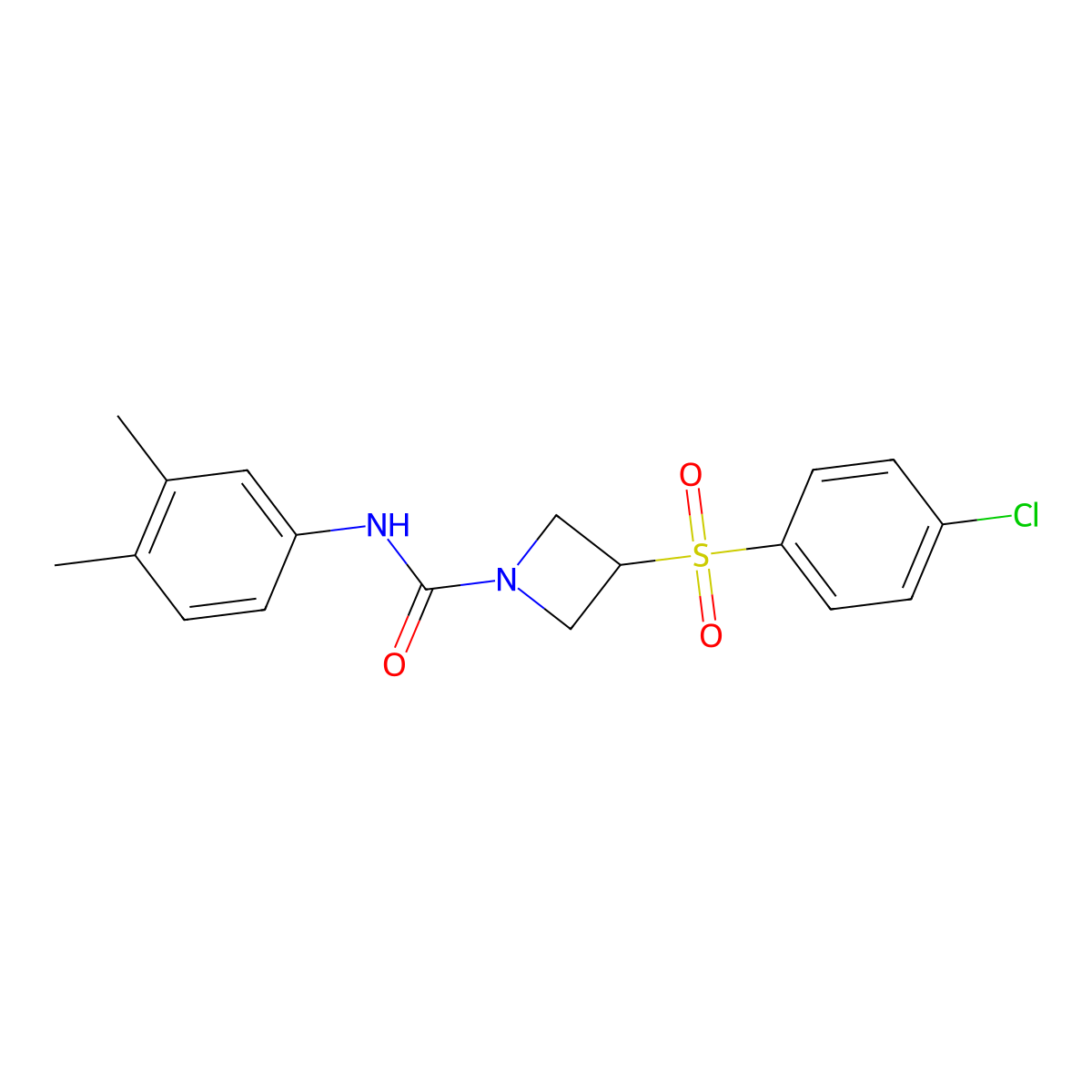3-((4-chlorophenyl)sulfonyl)-N-(3,4-dimethylphenyl)azetidine-1-carboxamide molecular structure, CAS 1704516-05-1