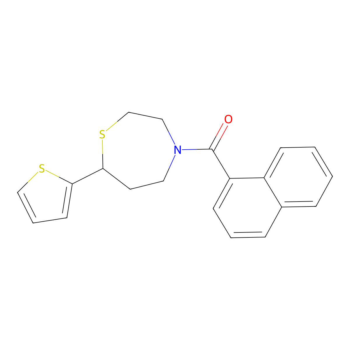 Naphthalen-1-yl(7-(thiophen-2-yl)-1,4-thiazepan-4-yl)methanone molecular structure, CAS 1704518-75-1