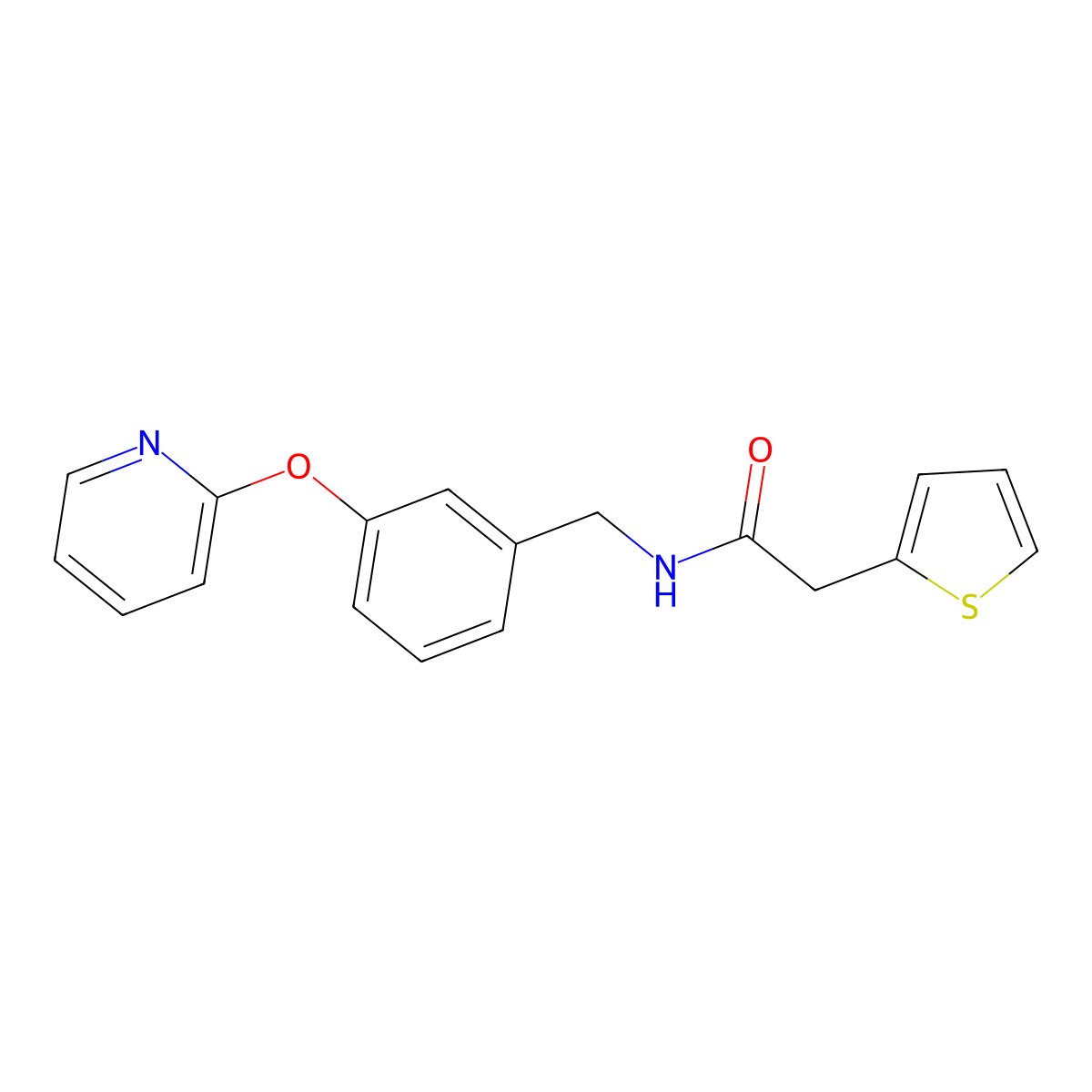 N-(3-(pyridin-2-yloxy)benzyl)-2-(thiophen-2-yl)acetamide molecular structure, CAS 1704518-95-5