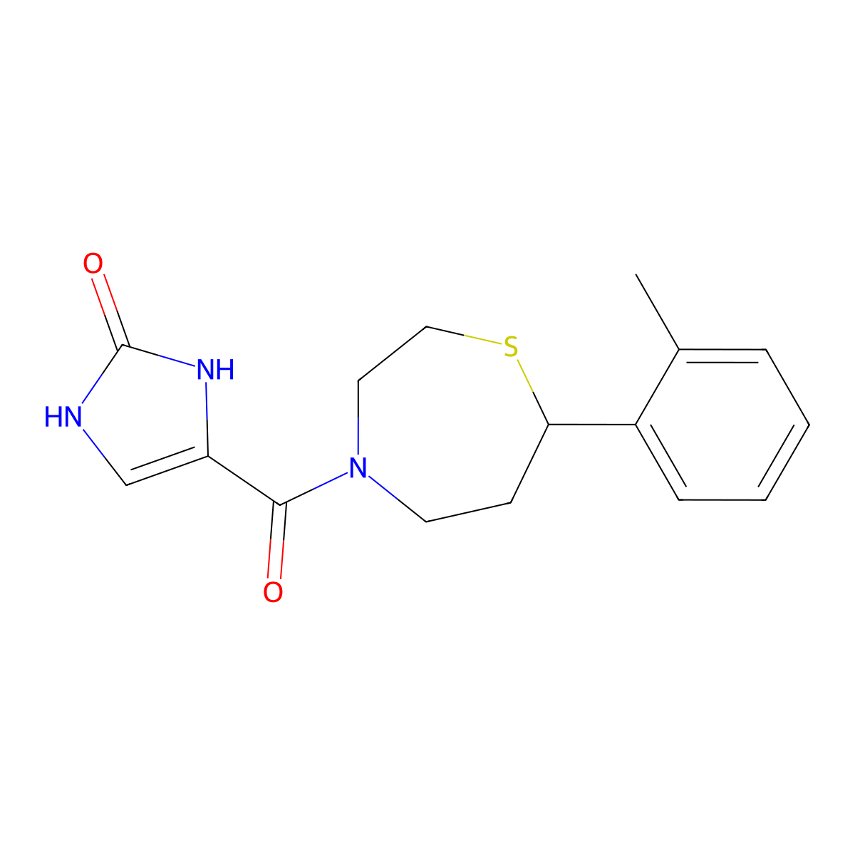 4-(7-(o-tolyl)-1,4-thiazepane-4-carbonyl)-1H-imidazol-2(3H)-one molecular structure, CAS 1704521-86-7