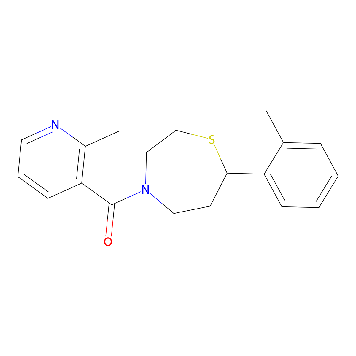 (2-Methylpyridin-3-yl)(7-(o-tolyl)-1,4-thiazepan-4-yl)methanone molecular structure, CAS 1704521-92-5