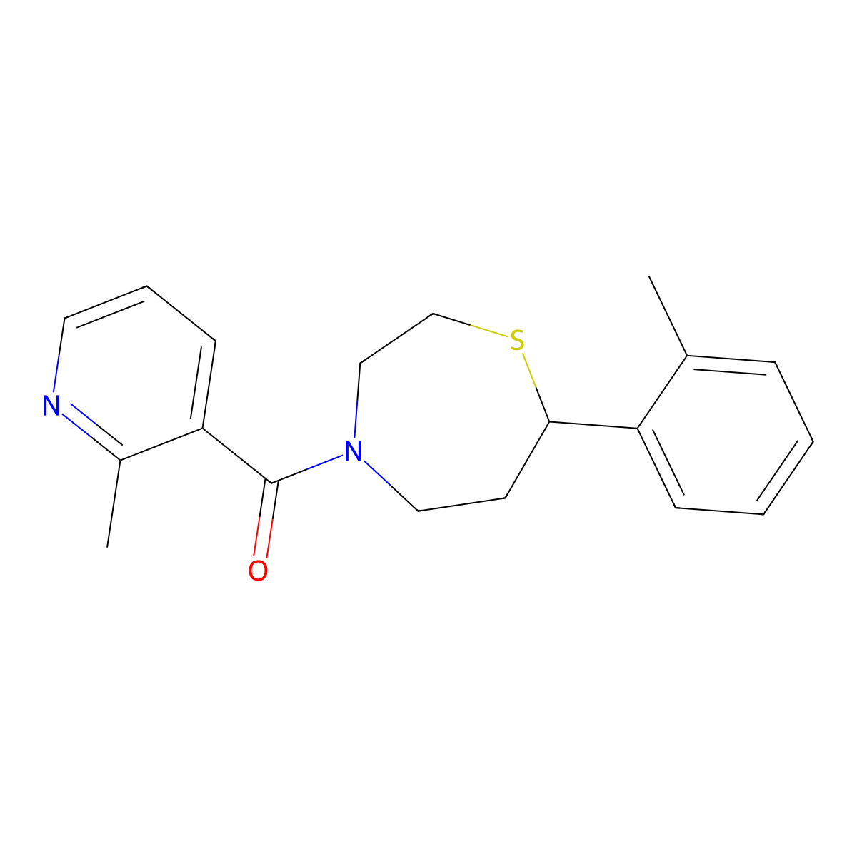 (2-Methylpyridin-3-yl)(7-(o-tolyl)-1,4-thiazepan-4-yl)methanone molecular structure, CAS 1704521-92-5