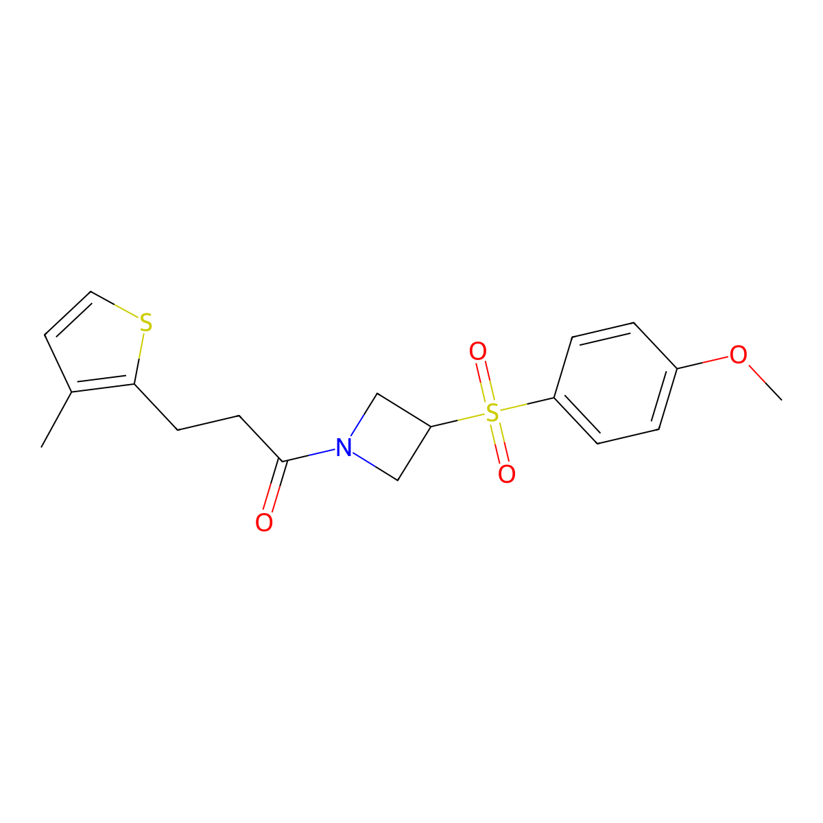 1-(3-((4-Methoxyphenyl)sulfonyl)azetidin-1-yl)-3-(3-methylthiophen-2-yl)propan-1-one molecular structure, CAS 1704522-35-9