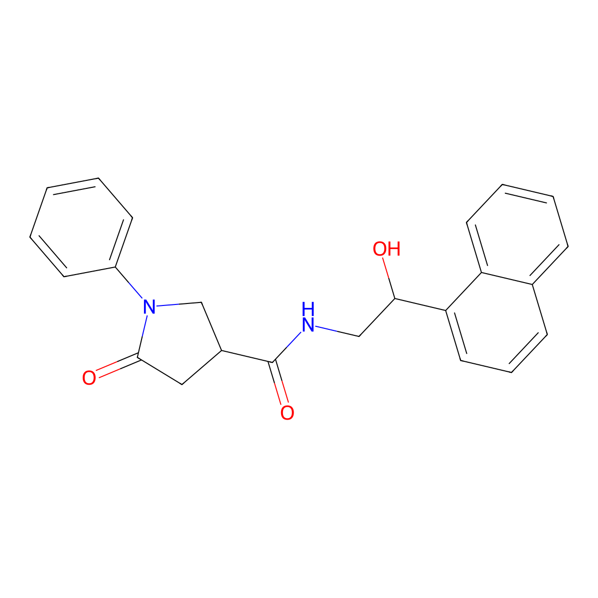 N-(2-hydroxy-2-(naphthalen-1-yl)ethyl)-5-oxo-1-phenylpyrrolidine-3-carboxamide molecular structure, CAS 1704525-90-5