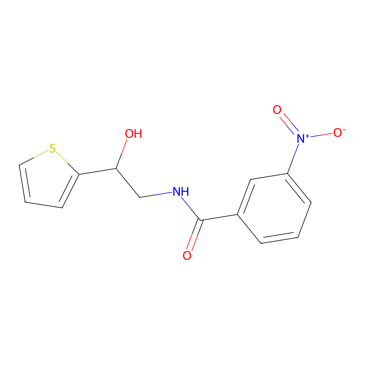 N-(2-hydroxy-2-(thiophen-2-yl)ethyl)-3-nitrobenzamide molecular structure, CAS 1704526-23-7
