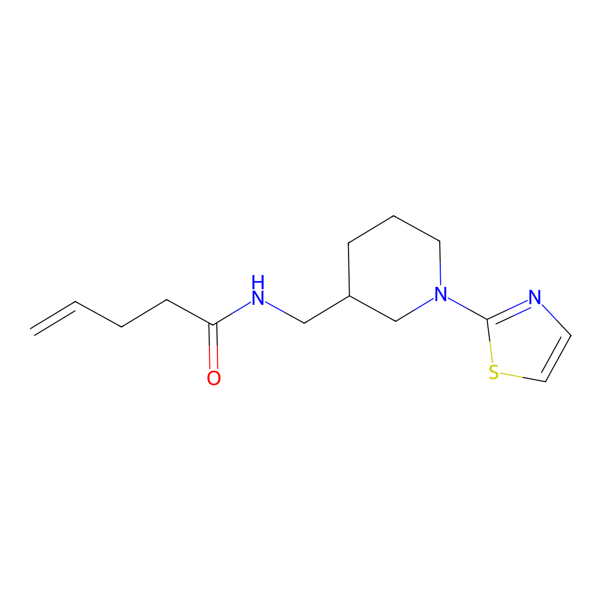 N-((1-(thiazol-2-yl)piperidin-3-yl)methyl)pent-4-enamide molecular structure, CAS 1704527-77-4