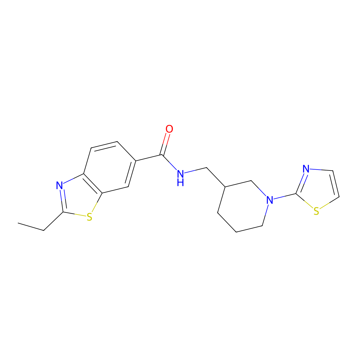 2-ethyl-N-((1-(thiazol-2-yl)piperidin-3-yl)methyl)benzo[d]thiazole-6-carboxamide molecular structure, CAS 1704528-13-1