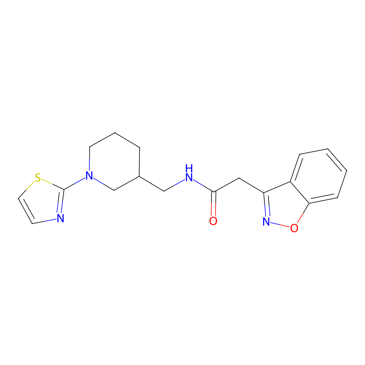 2-(benzo[d]isoxazol-3-yl)-N-((1-(thiazol-2-yl)piperidin-3-yl)methyl)acetamide molecular structure, CAS 1704528-18-6