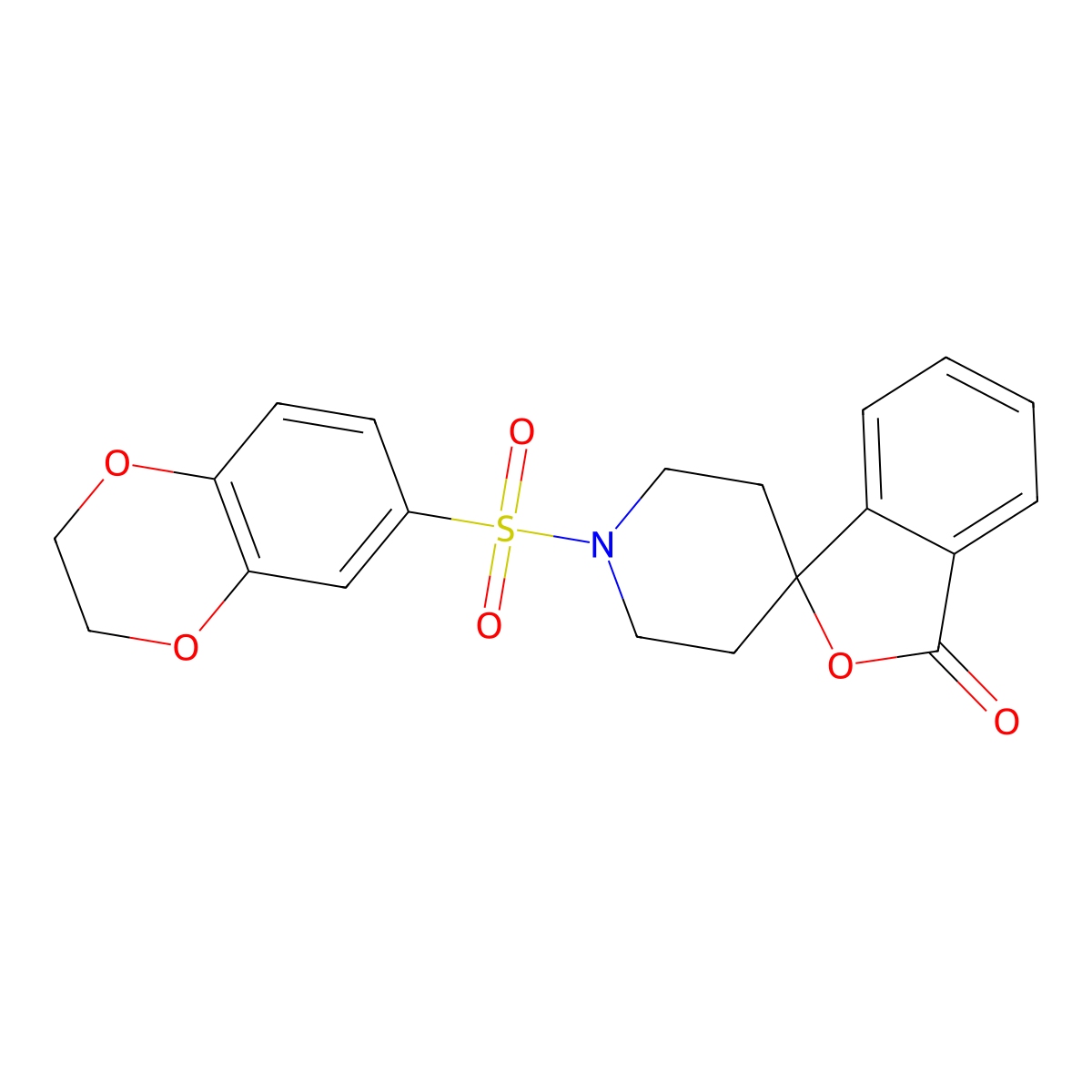 1'-((2,3-dihydrobenzo[b][1,4]dioxin-6-yl)sulfonyl)-3H-spiro[isobenzofuran-1,4'-piperidin]-3-one molecular structure, CAS 1704528-37-9
