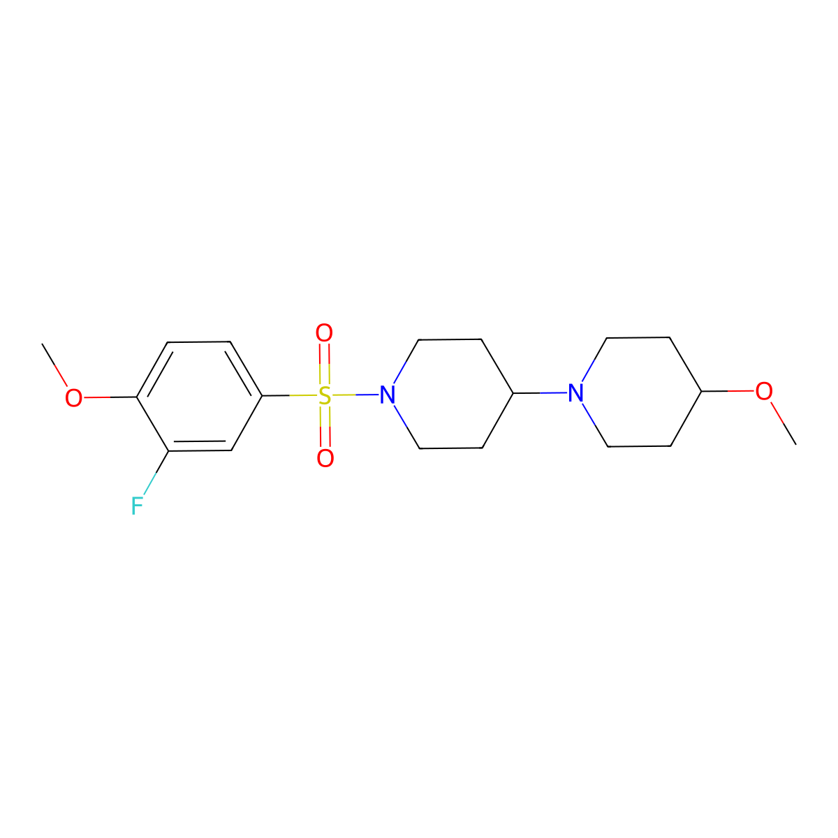 1'-(3-Fluoro-4-methoxybenzenesulfonyl)-4-methoxy-1,4'-bipiperidine molecular structure, CAS 1704529-47-4