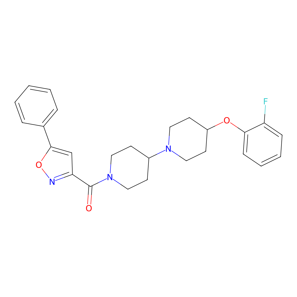 (4-(2-Fluorophenoxy)-[1,4'-bipiperidin]-1'-yl)(5-phenylisoxazol-3-yl)methanone molecular structure, CAS 1704533-47-0