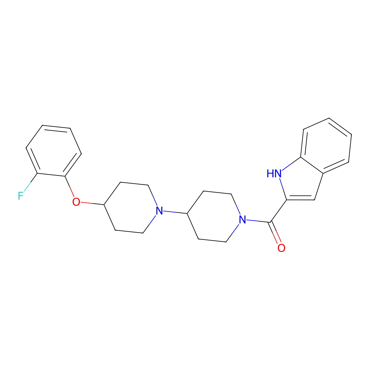 4-(2-fluorophenoxy)-1'-(1H-indole-2-carbonyl)-1,4'-bipiperidine molecular structure, CAS 1704533-76-5