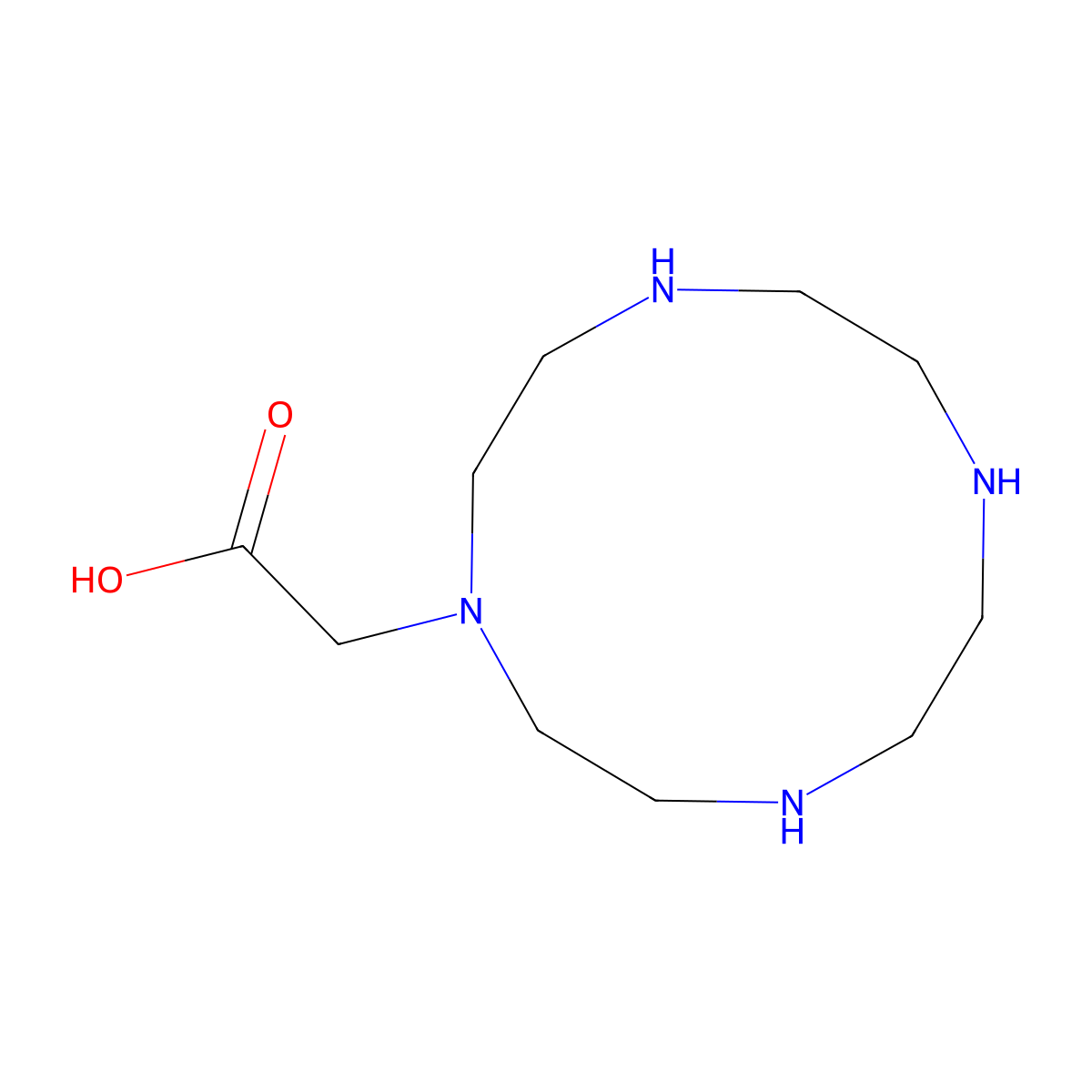 1,4,7,10-Tetraazacyclododecane-1-acetic acid molecular structure, CAS 170454-90-7