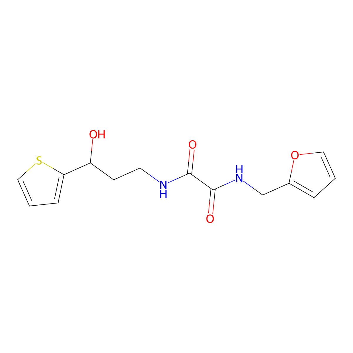 N1-(furan-2-ylmethyl)-N2-(3-hydroxy-3-(thiophen-2-yl)propyl)oxalamide molecular structure, CAS 1704545-63-0