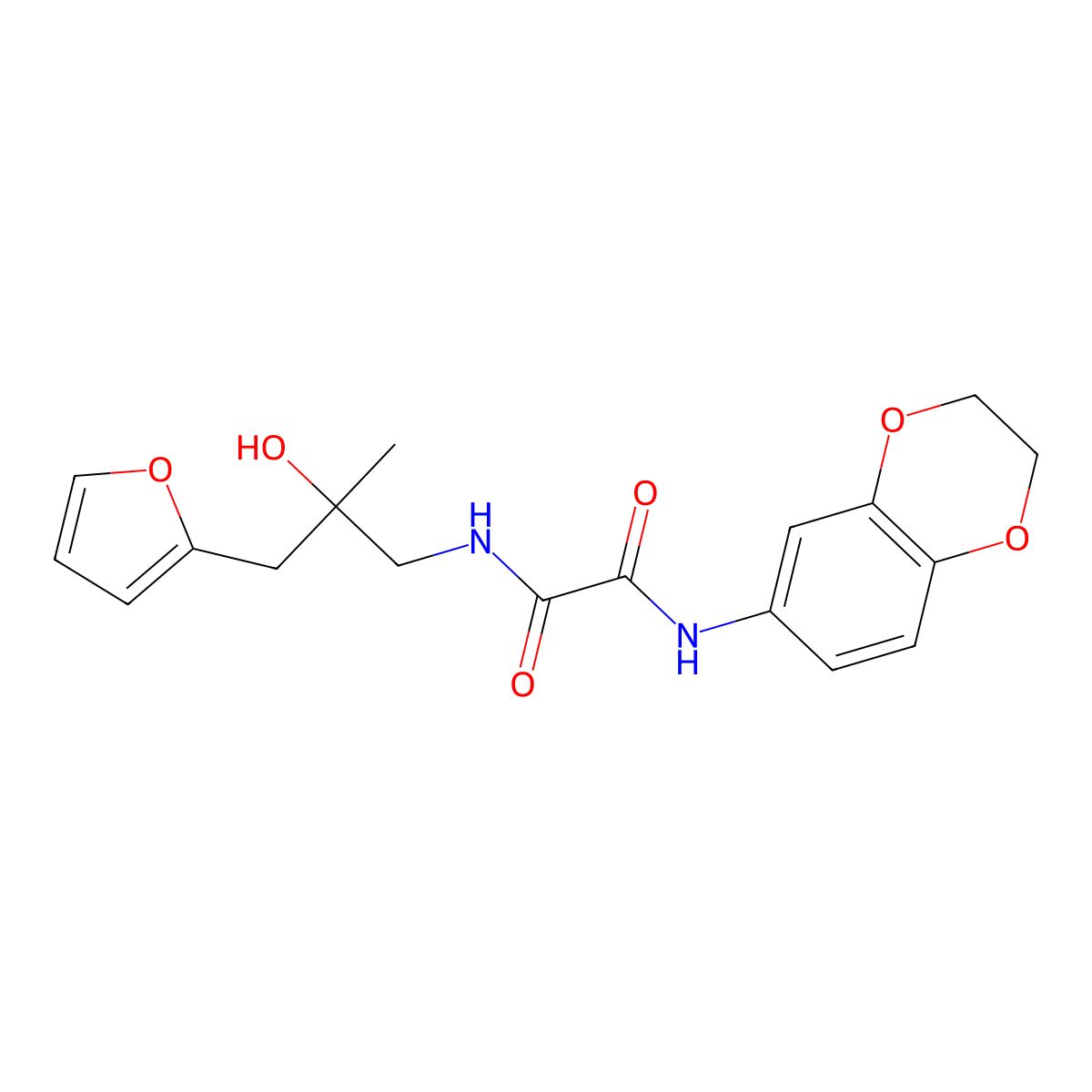 N1-(2,3-dihydrobenzo[b][1,4]dioxin-6-yl)-N2-(3-(furan-2-yl)-2-hydroxy-2-methylpropyl)oxalamide molecular structure, CAS 1704547-01-2
