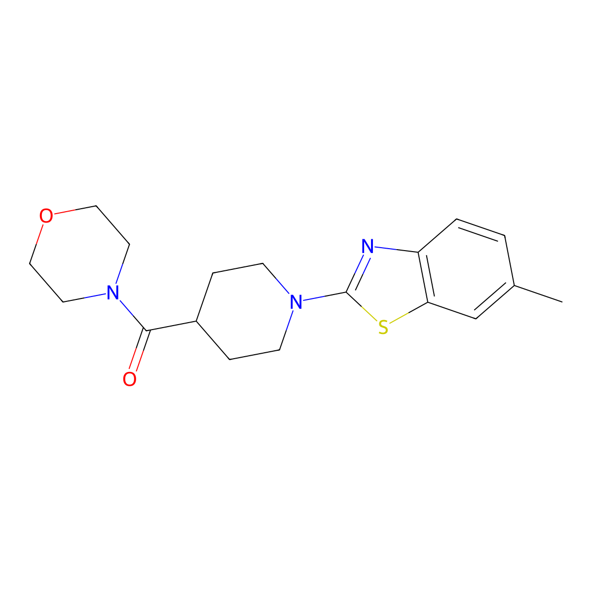 (1-(6-Methylbenzo[d]thiazol-2-yl)piperidin-4-yl)(morpholino)methanone molecular structure, CAS 1704548-75-3