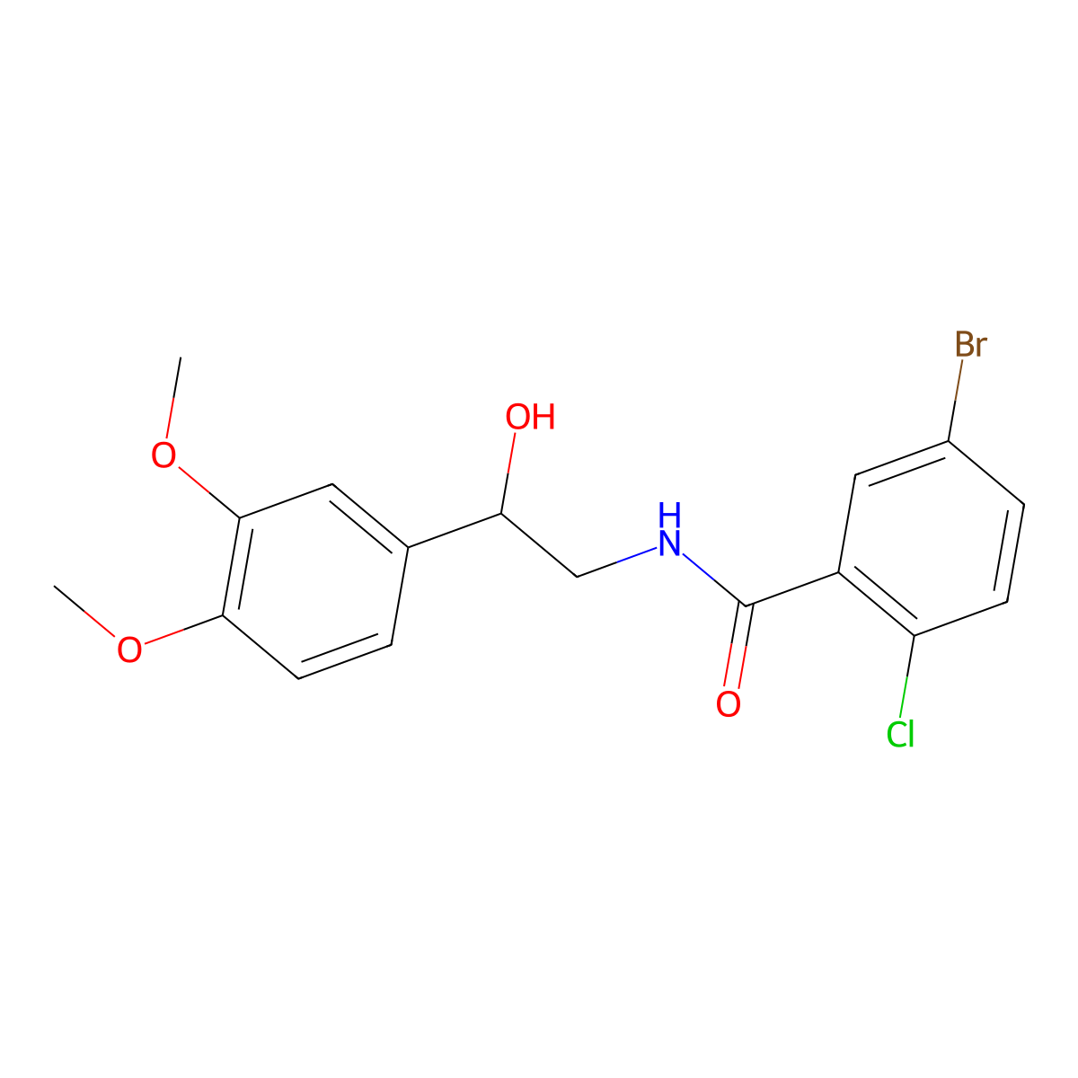 5-bromo-2-chloro-N-[2-(3,4-dimethoxyphenyl)-2-hydroxyethyl]benzamide molecular structure, CAS 1704549-33-6