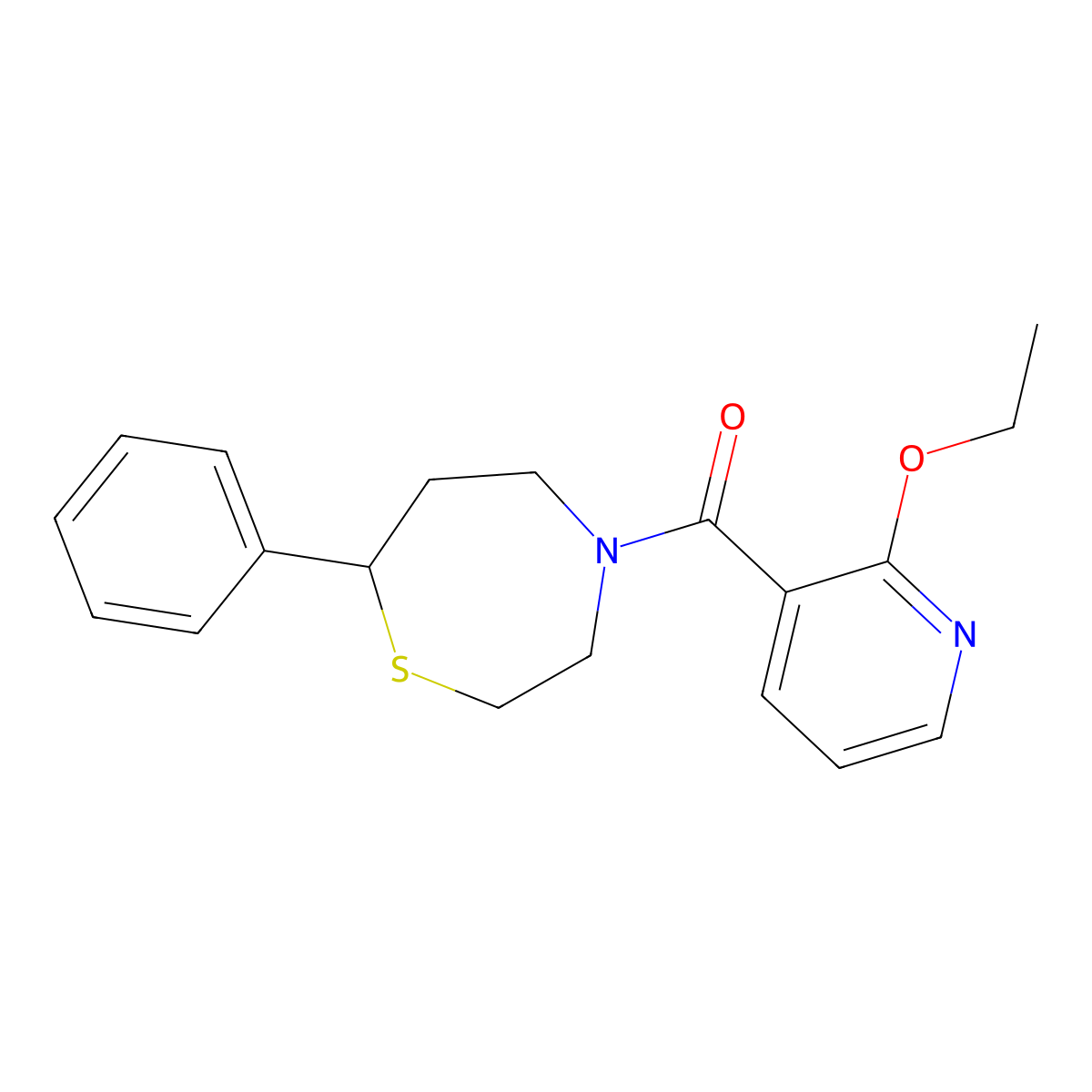 (2-Ethoxypyridin-3-yl)(7-phenyl-1,4-thiazepan-4-yl)methanone molecular structure, CAS 1704551-45-0
