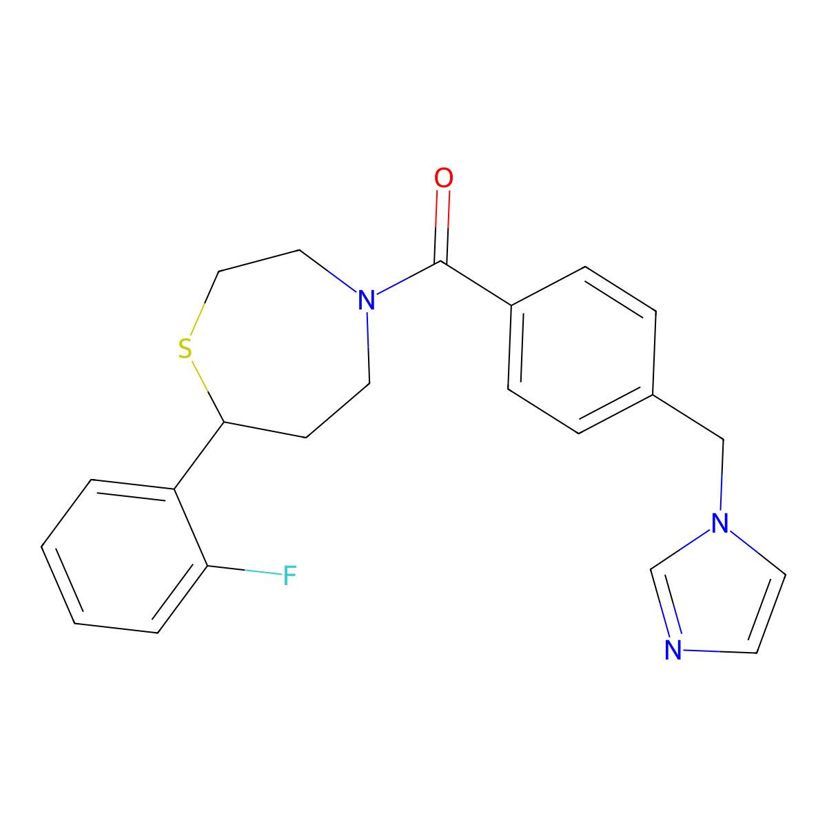(4-((1H-imidazol-1-yl)methyl)phenyl)(7-(2-fluorophenyl)-1,4-thiazepan-4-yl)methanone molecular structure, CAS 1704552-26-0