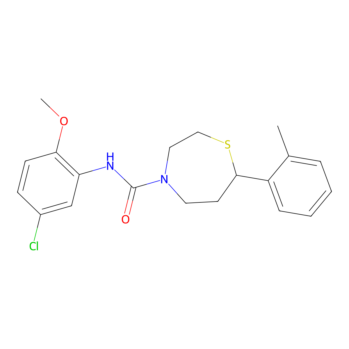 N-(5-chloro-2-methoxyphenyl)-7-(o-tolyl)-1,4-thiazepane-4-carboxamide molecular structure, CAS 1704555-51-0
