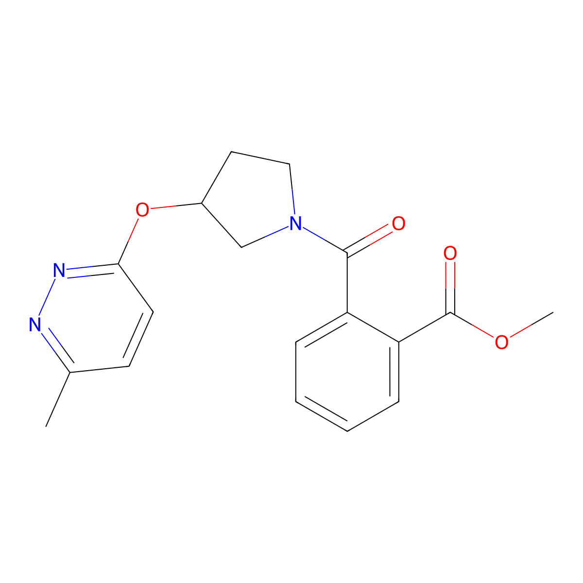 Methyl 2-{3-[(6-methylpyridazin-3-yl)oxy]pyrrolidine-1-carbonyl}benzoate molecular structure, CAS 1704556-09-1