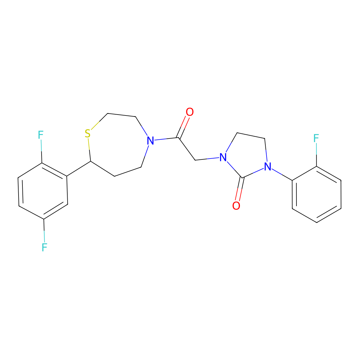 1-(2-(7-(2,5-Difluorophenyl)-1,4-thiazepan-4-yl)-2-oxoethyl)-3-(2-fluorophenyl)imidazolidin-2-one molecular structure, CAS 1704557-20-9