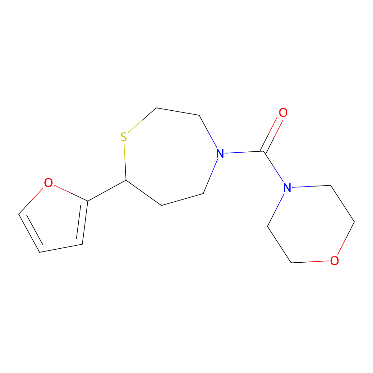 (7-(Furan-2-yl)-1,4-thiazepan-4-yl)(morpholino)methanone molecular structure, CAS 1704558-77-9