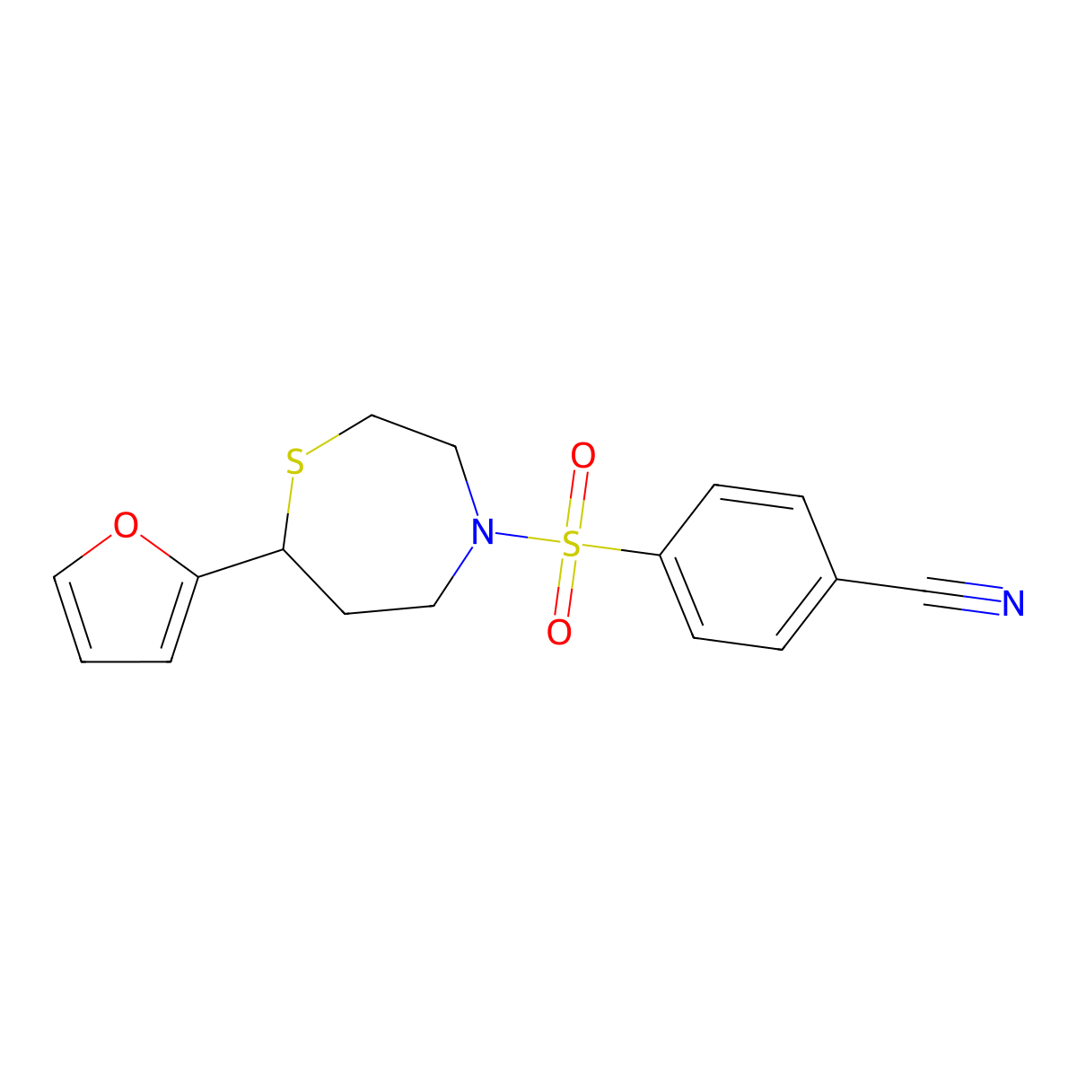 4-((7-(Furan-2-yl)-1,4-thiazepan-4-yl)sulfonyl)benzonitrile molecular structure, CAS 1704559-17-0