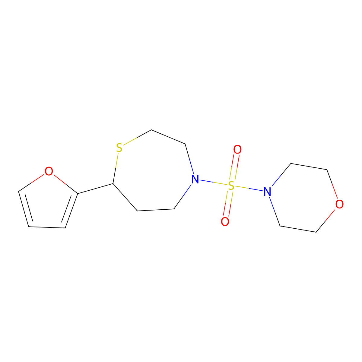 4-((7-(Furan-2-yl)-1,4-thiazepan-4-yl)sulfonyl)morpholine molecular structure, CAS 1704559-27-2