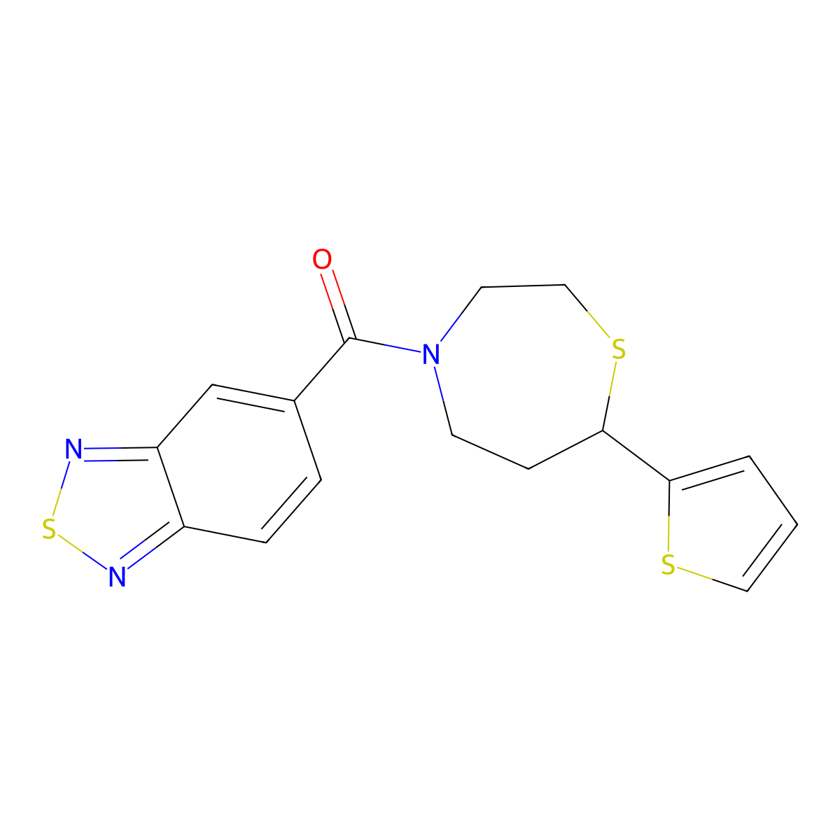 Benzo[c][1,2,5]thiadiazol-5-yl(7-(thiophen-2-yl)-1,4-thiazepan-4-yl)methanone molecular structure, CAS 1704559-74-9