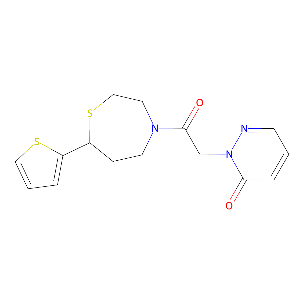 2-(2-oxo-2-(7-(thiophen-2-yl)-1,4-thiazepan-4-yl)ethyl)pyridazin-3(2H)-one molecular structure, CAS 1704559-84-1