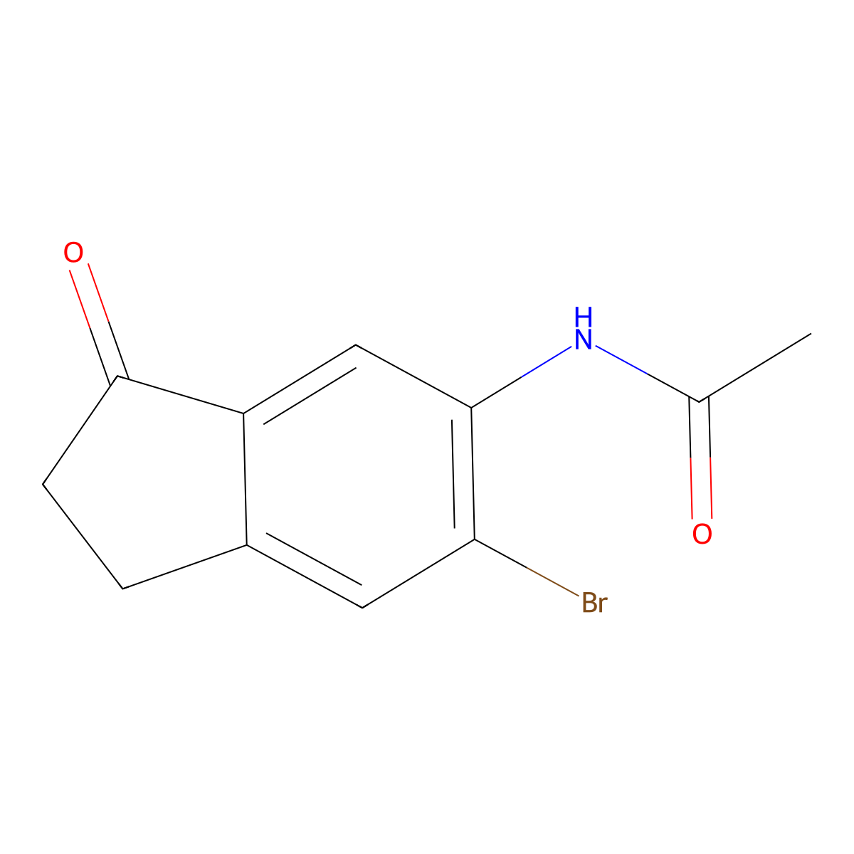 Acetamide, N-(6-bromo-2,3-dihydro-3-oxo-1H-inden-5-yl)- molecular structure, CAS 170456-57-2