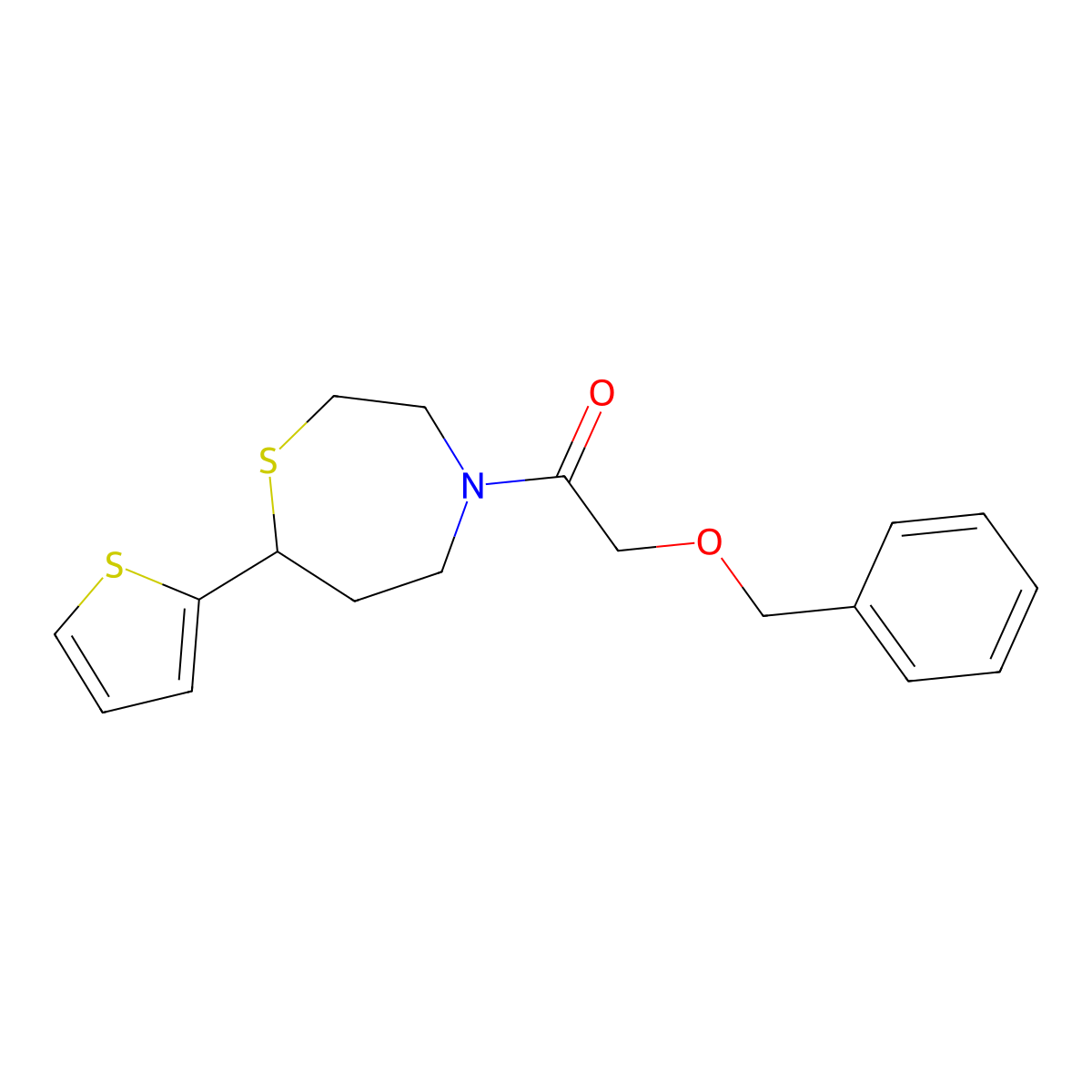 2-(Benzyloxy)-1-(7-(thiophen-2-yl)-1,4-thiazepan-4-yl)ethanone molecular structure, CAS 1704560-15-5