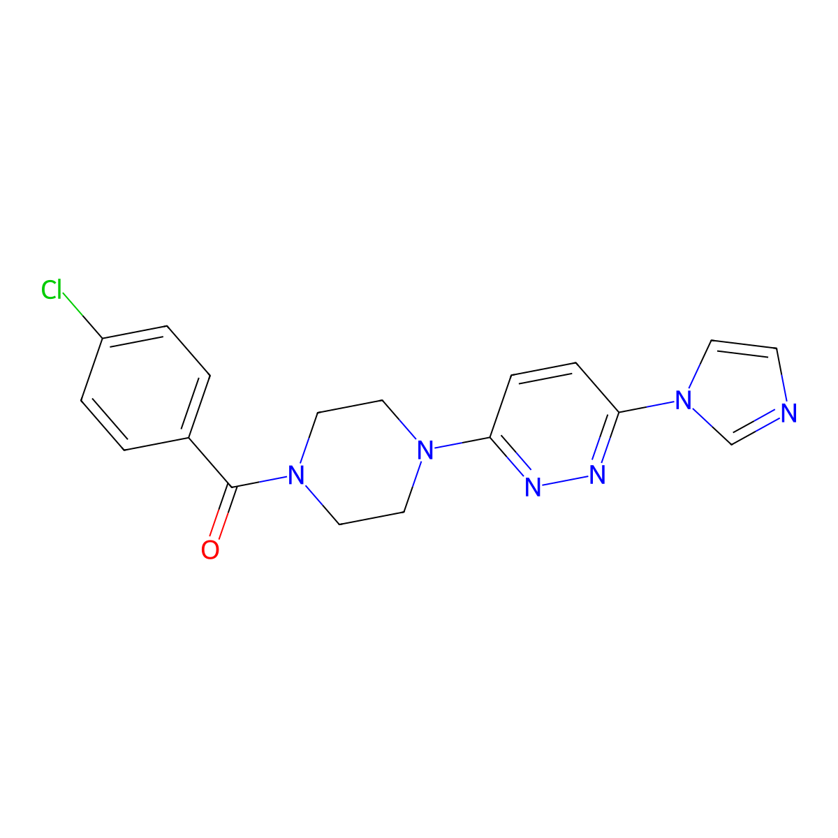 (4-(6-(1H-imidazol-1-yl)pyridazin-3-yl)piperazin-1-yl)(4-chlorophenyl)methanone molecular structure, CAS 1704560-51-9