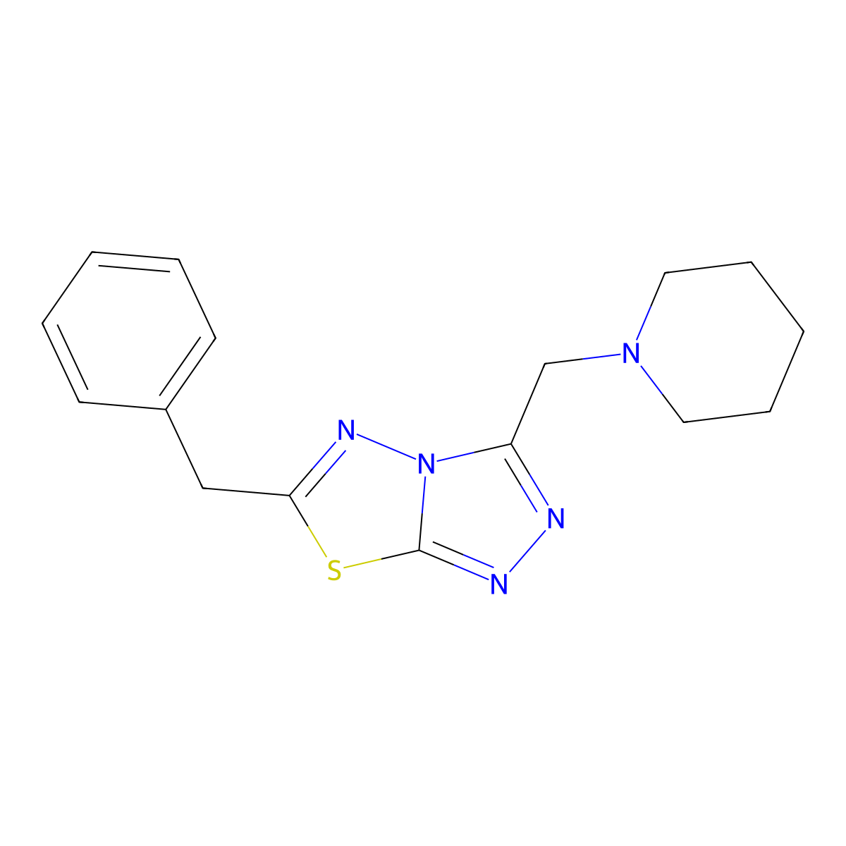 6-Benzyl-3-(1-piperidinylmethyl)[1,2,4]triazolo[3,4-b][1,3,4]thiadiazole molecular structure, CAS 170457-43-9