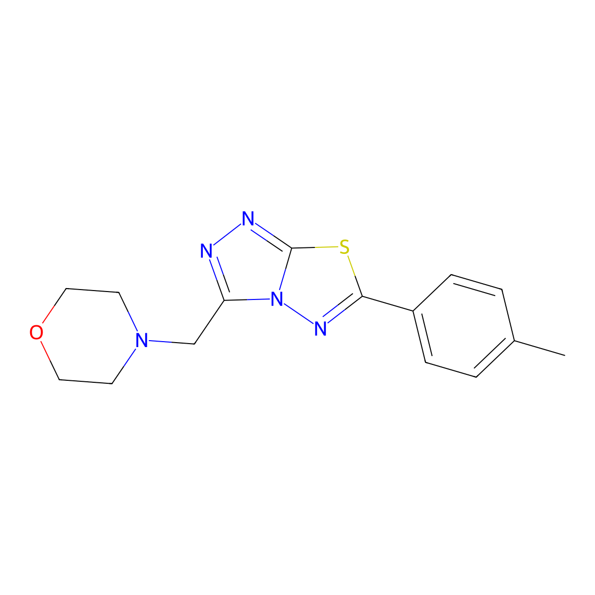 6-(4-Methylphenyl)-3-(morpholin-4-ylmethyl)[1,2,4]triazolo[3,4-b][1,3,4]thiadiazole molecular structure, CAS 170457-60-0