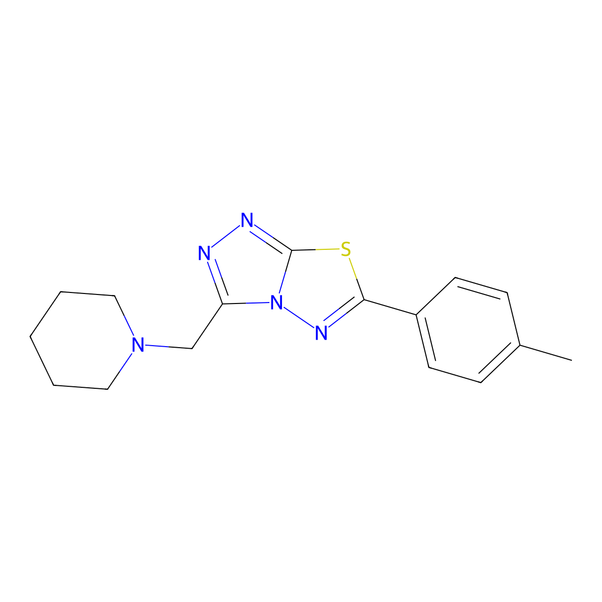6-(4-Methylphenyl)-3-(piperidin-1-ylmethyl)[1,2,4]triazolo[3,4-b][1,3,4]thiadiazole molecular structure, CAS 170457-61-1