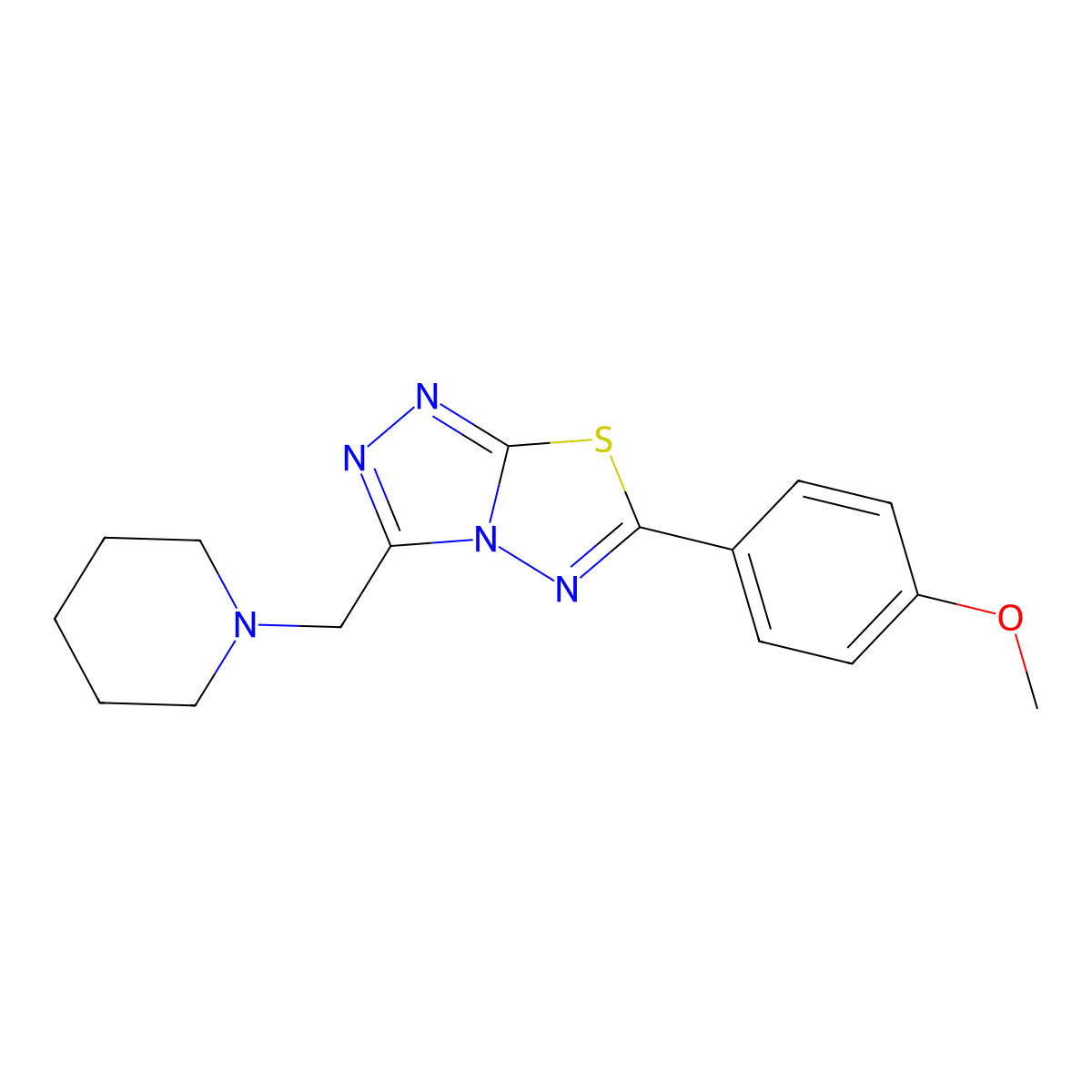 6-(4-Methoxyphenyl)-3-(piperidin-1-ylmethyl)[1,2,4]triazolo[3,4-b][1,3,4]thiadiazole molecular structure, CAS 170457-67-7