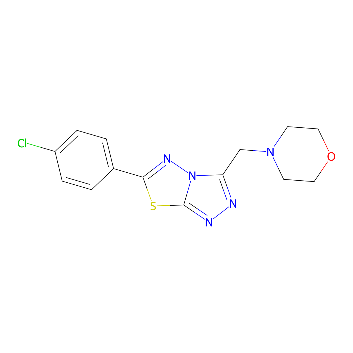 6-(4-Chlorophenyl)-3-(morpholin-4-ylmethyl)[1,2,4]triazolo[3,4-b][1,3,4]thiadiazole molecular structure, CAS 170457-72-4