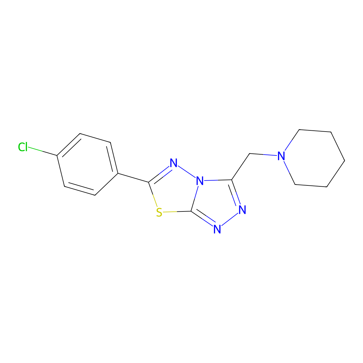 6-(4-Chlorophenyl)-3-(1-piperidinylmethyl)[1,2,4]triazolo[3,4-b][1,3,4]thiadiazole molecular structure, CAS 170457-73-5