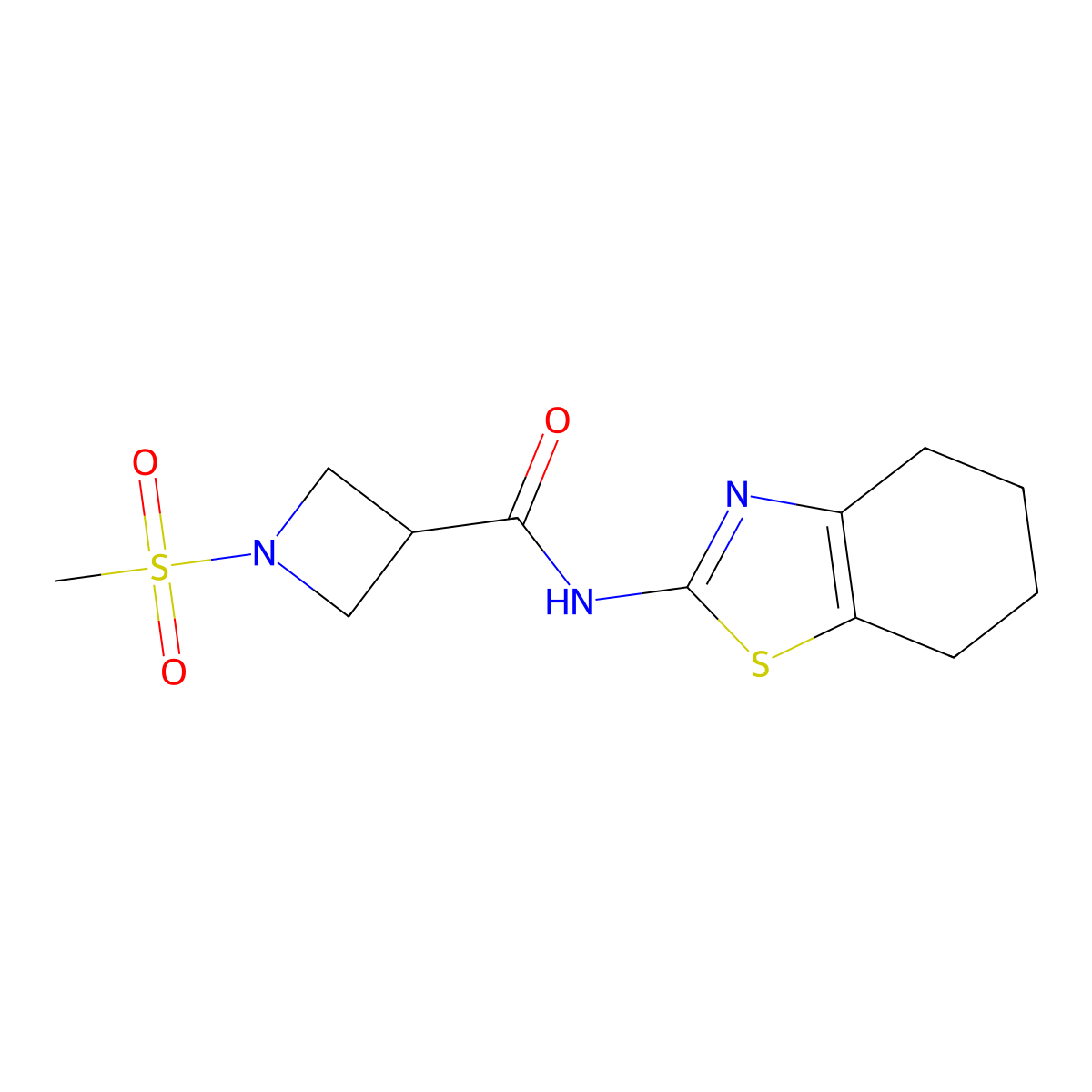 1-methanesulfonyl-N-(4,5,6,7-tetrahydro-1,3-benzothiazol-2-yl)azetidine-3-carboxamide molecular structure, CAS 1704579-37-2